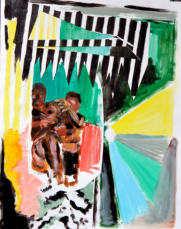 Afrique 5, 50 x 65 cm, acrylique, papiers découpés, 2017